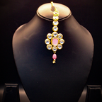 Gulabi Floral Drop Kundan Maang Tikka