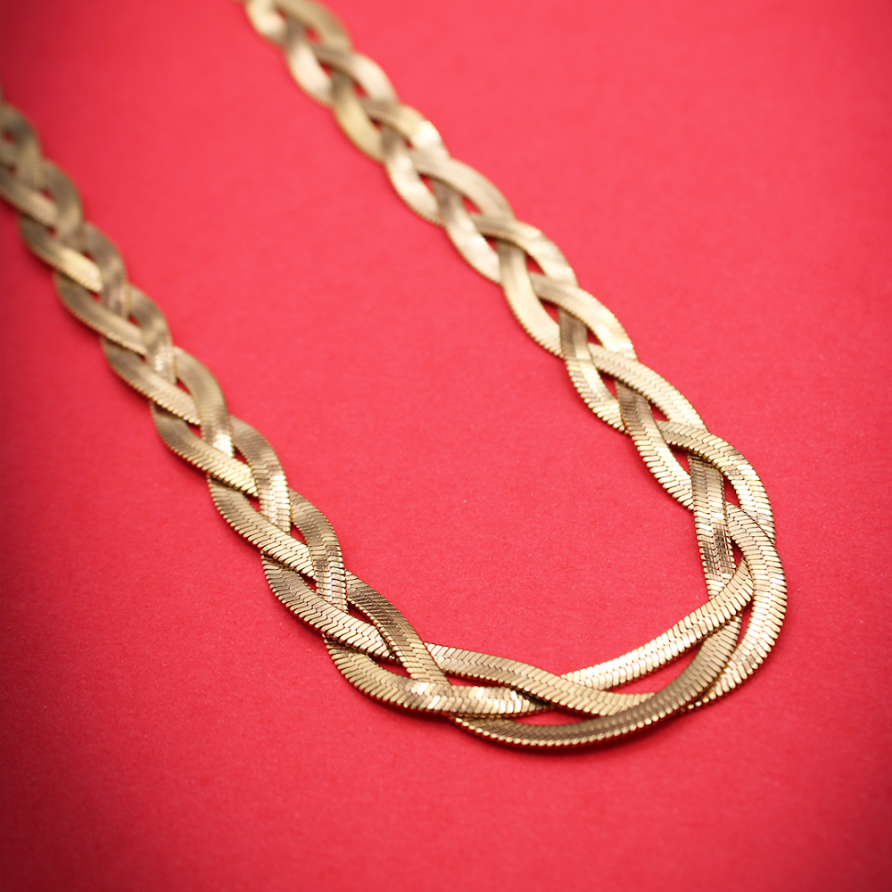 Lustrous Golden Braided Chain Necklace anti-tarnish