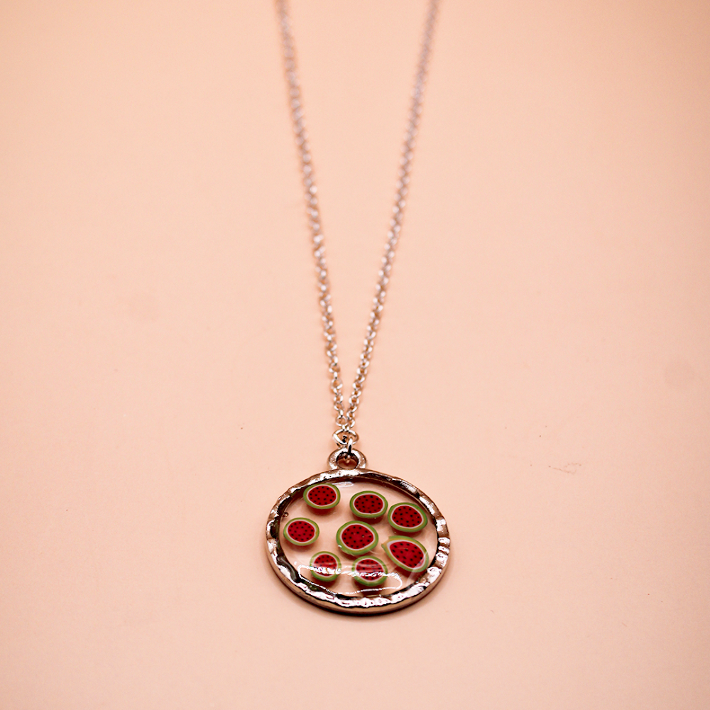 Resin Watermelon Slice Circular Pendant