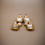Irregular Kundan Cut Dangle Earrings