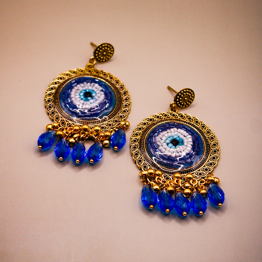 Encased Evil Eye Jhumka Earrings