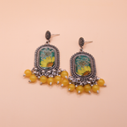 Sunflower Meadow Oxidized Jhumka Earrings