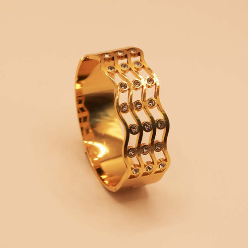 Glimmering Wave Golden Cuff Bracelet
