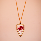 Resin Pink Flora Arrowhead Pendant