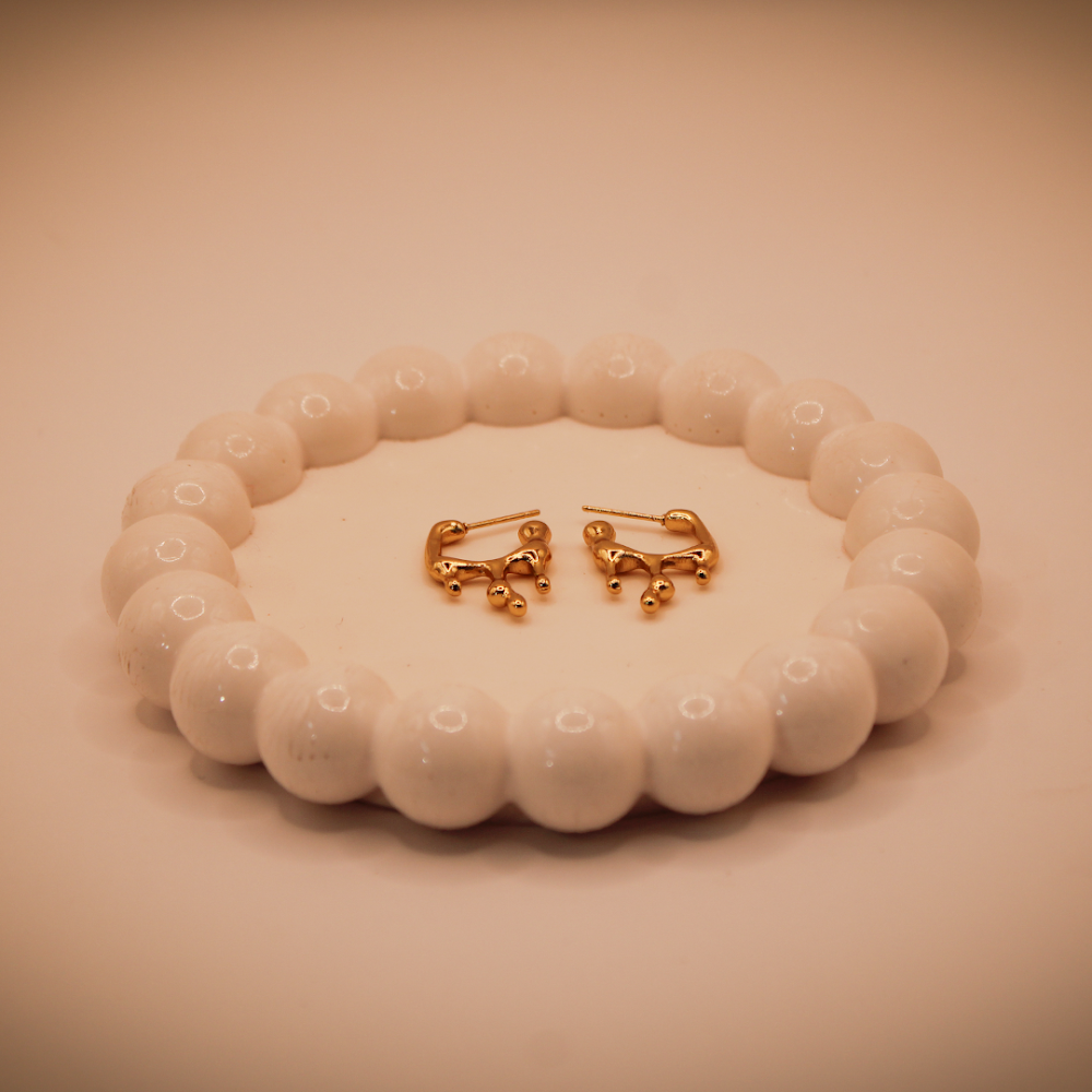 Molten Golden Drop Hoop Earrings
