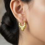 High Polish Ripple Texture Small Hoop Earrings