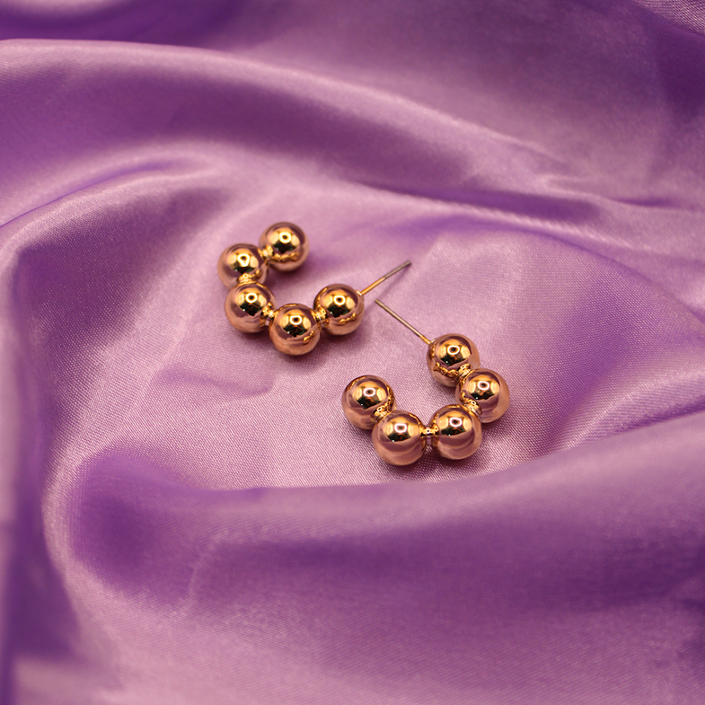 Orbital Golden Beads Hoop Earrings