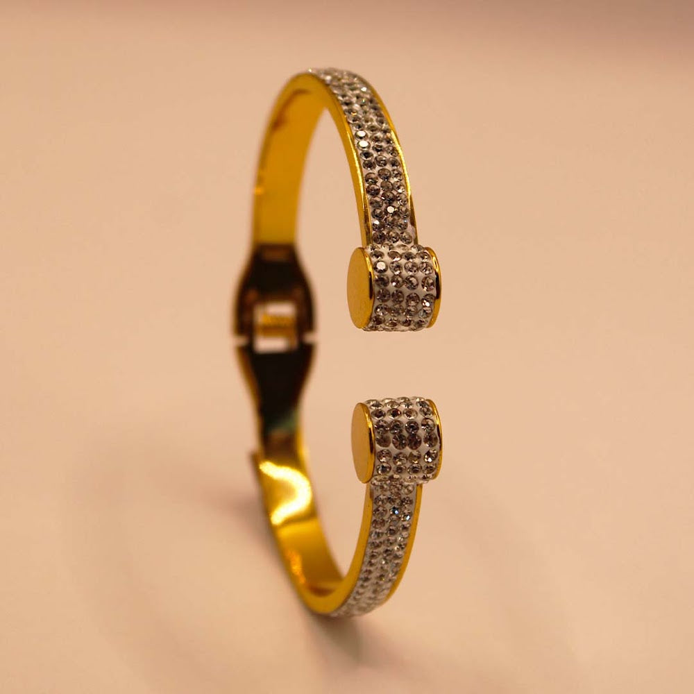Crystal Glow Golden Cuff Bracelet