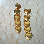Stacked Golden Hearts Dangle Earrings