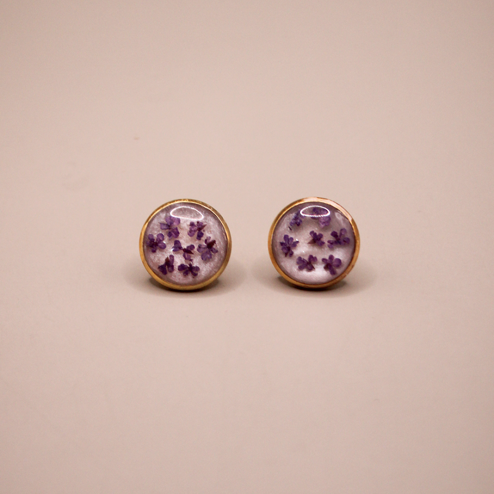 Lavender Bloom Resin Stud Earrings