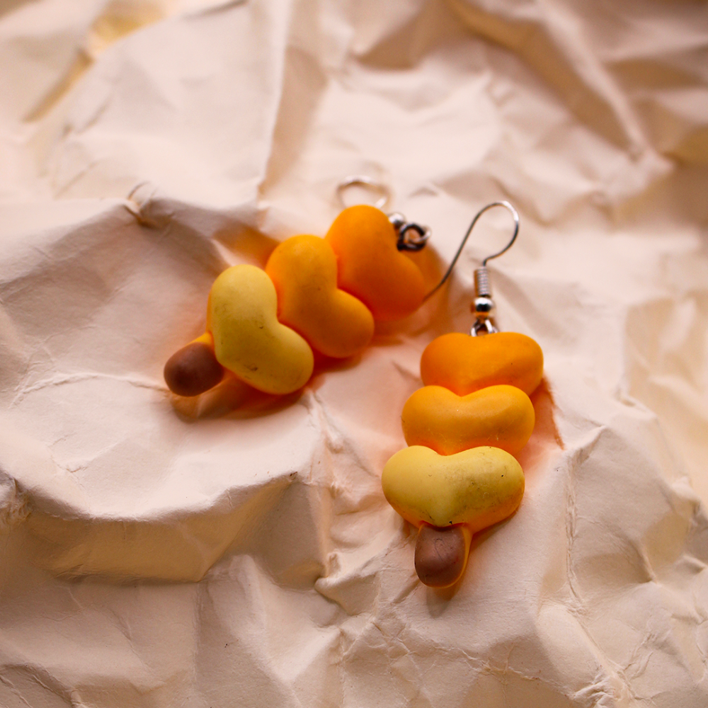 Stacked Yellow Hearts Dangle Earrings
