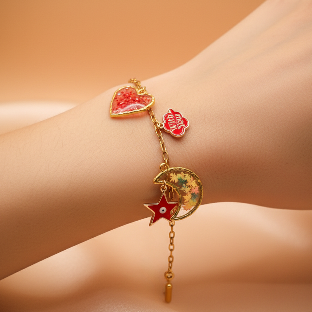 With You' Golden Resin Charms Bracelet