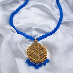 Neelam Mor Gold Drop Pendant  long Necklace
