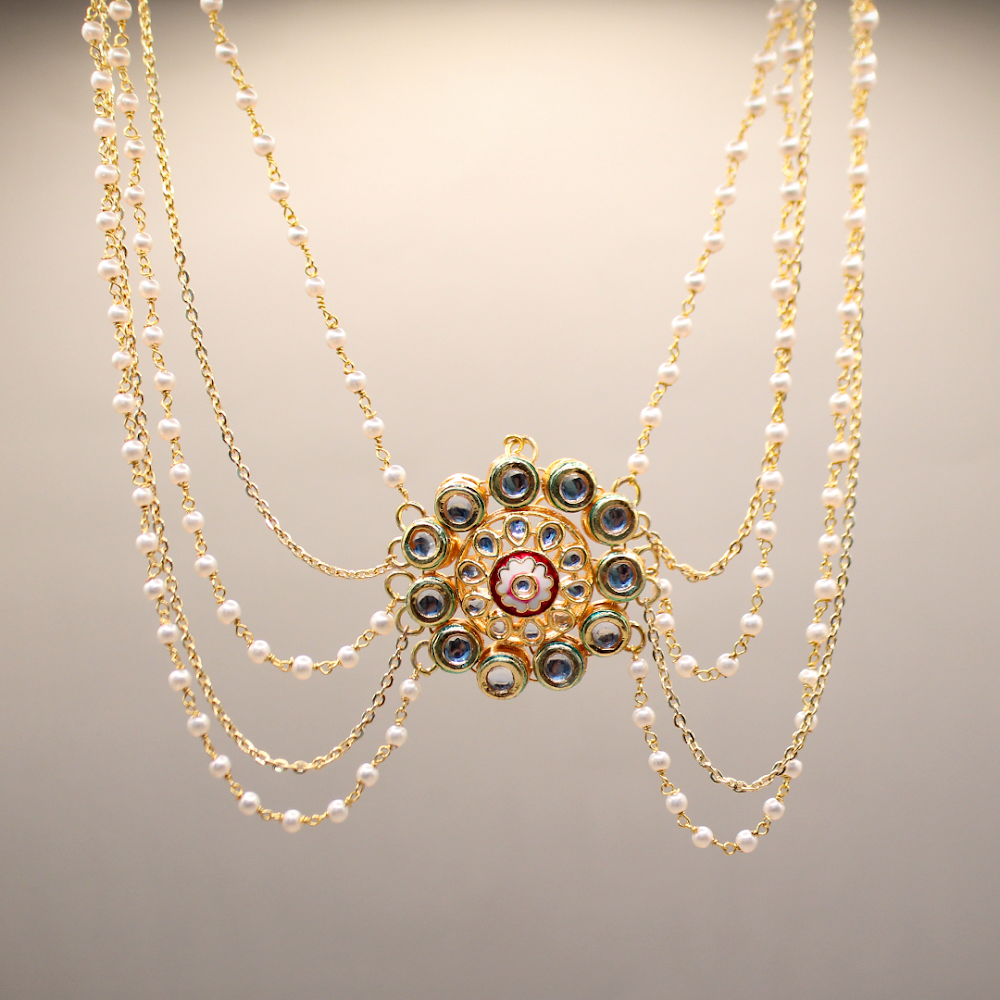 Grand Floral Kundan Center Hairchain