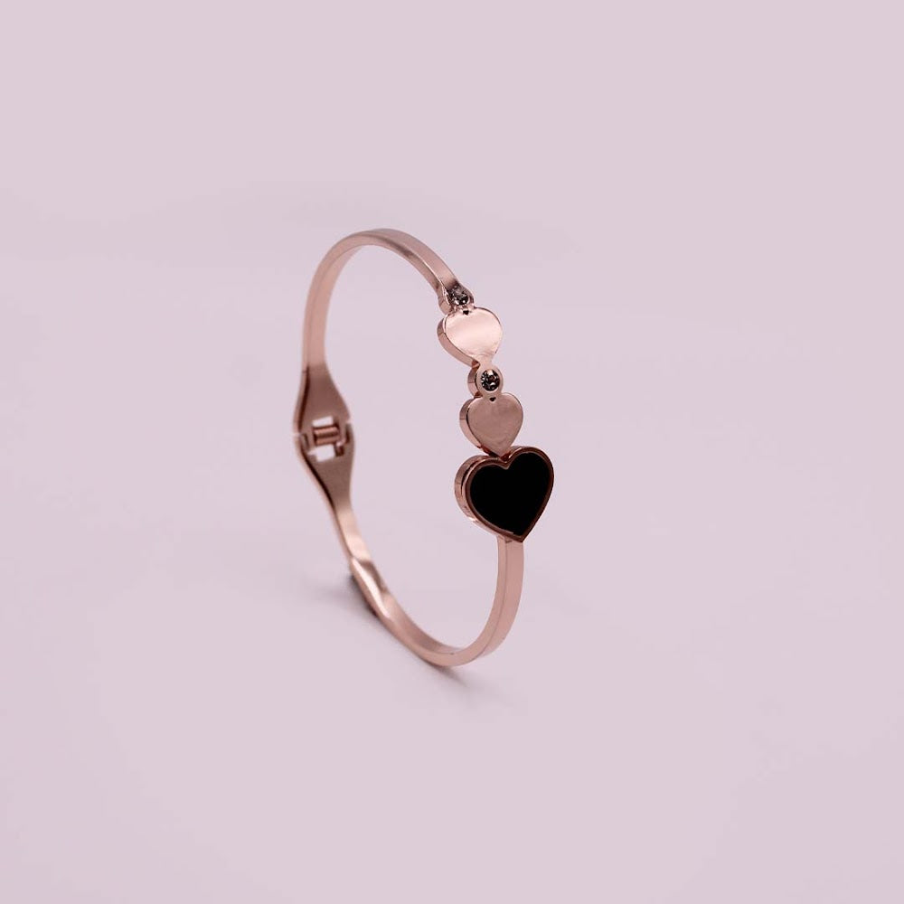 Black Heart Rose Gold Cuff Bracelet