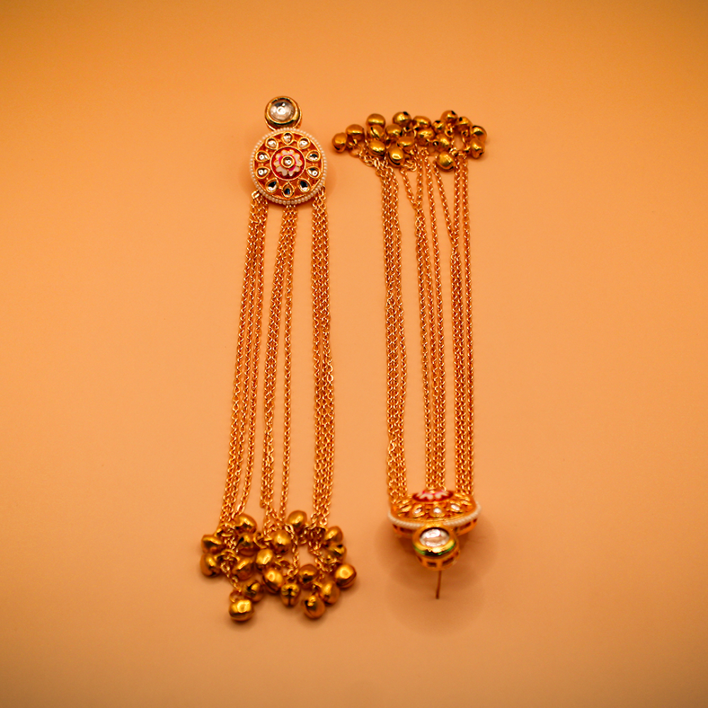 Golden Waterfall Kundan Chain Earrings