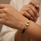 Golden Black Round-Drop Mangalsutra Bracelet
