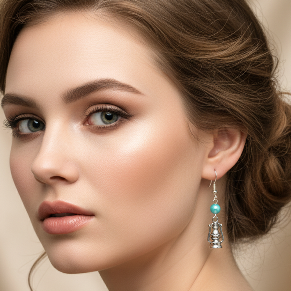 Silver Lantern Dangle Earrings