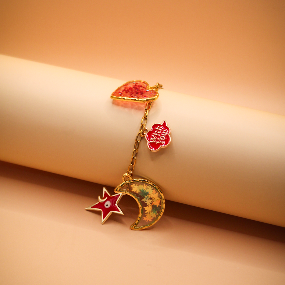With You' Golden Resin Charms Bracelet