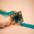 Aqua Resin Floral Beaded Bracelet