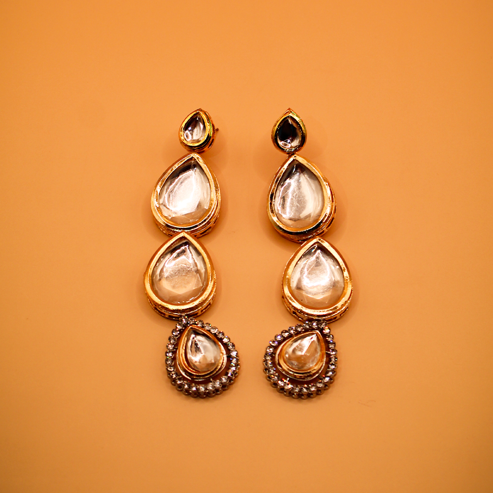Tear Drop Kundan Dangle Earrings