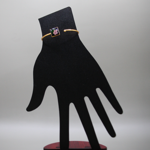 Squared Resin Flower Golden Cuff Bracelet