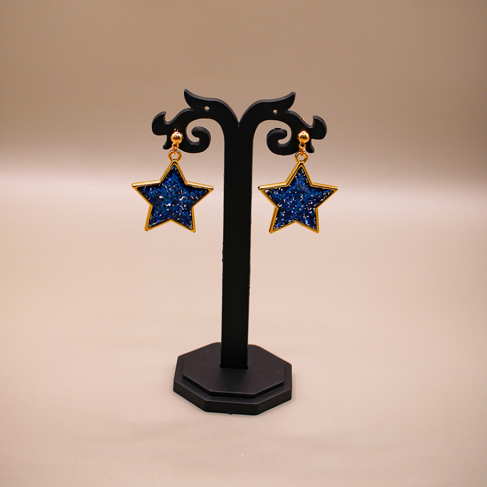 Twinkling Blue Star Dangle Earrings