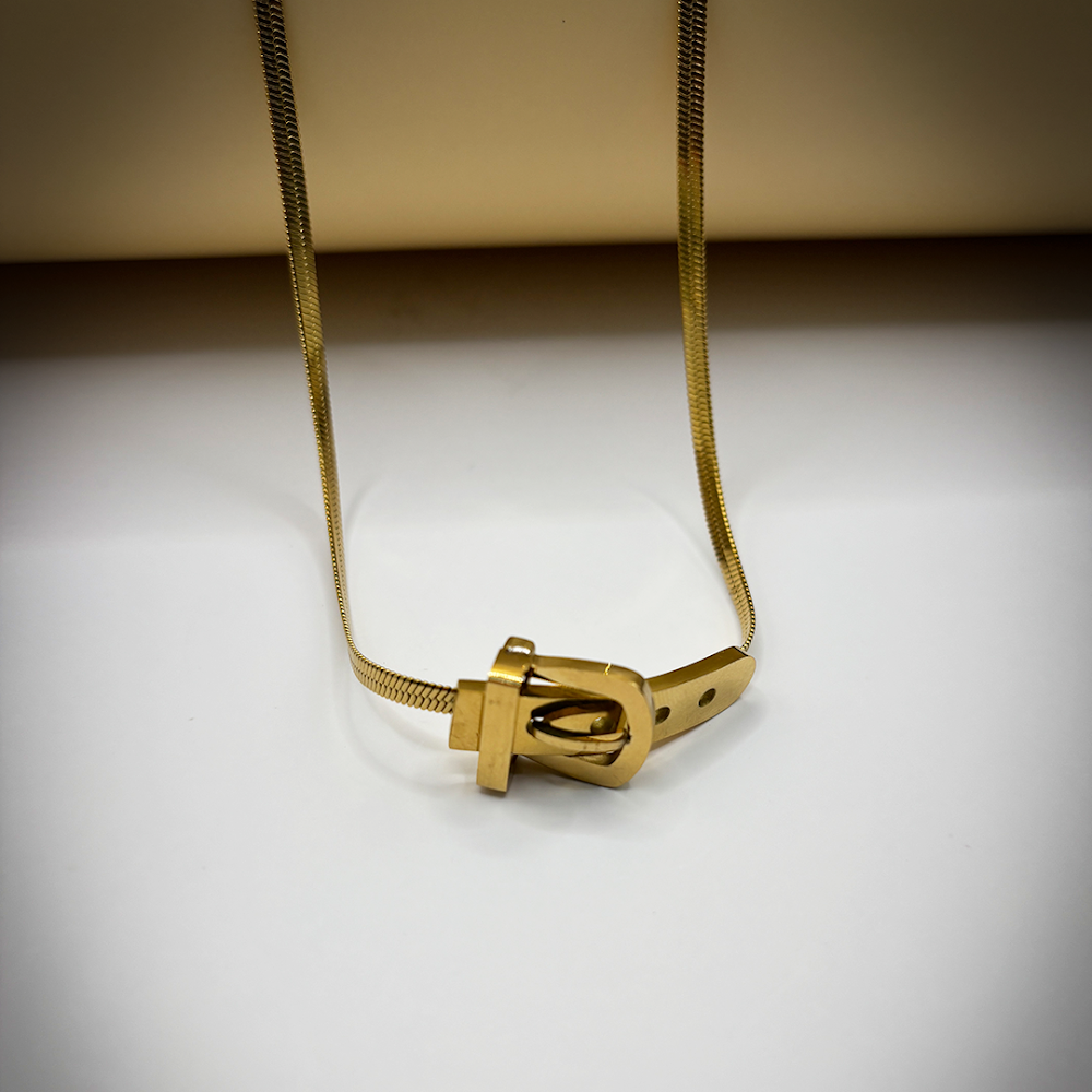 Sleek Serpent Golden Buckle Necklace anti-tarnish