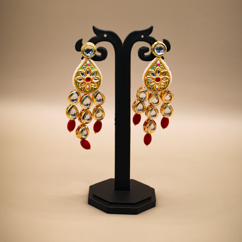 Royal Mint Cluster Kundan Drop Earrings