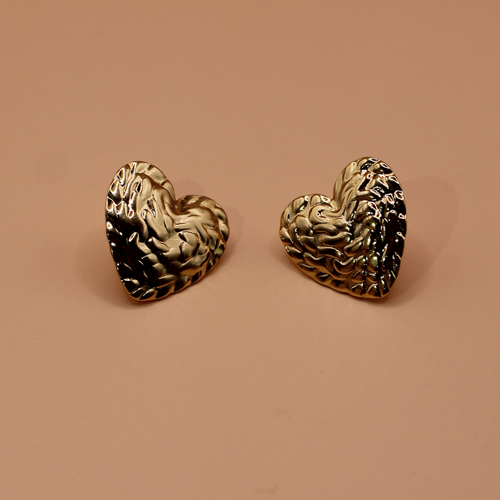 Hammered Heart Stud Earrings