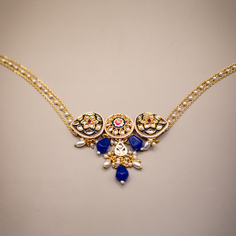 Royal Blue Drop Kundan Jewellery Set