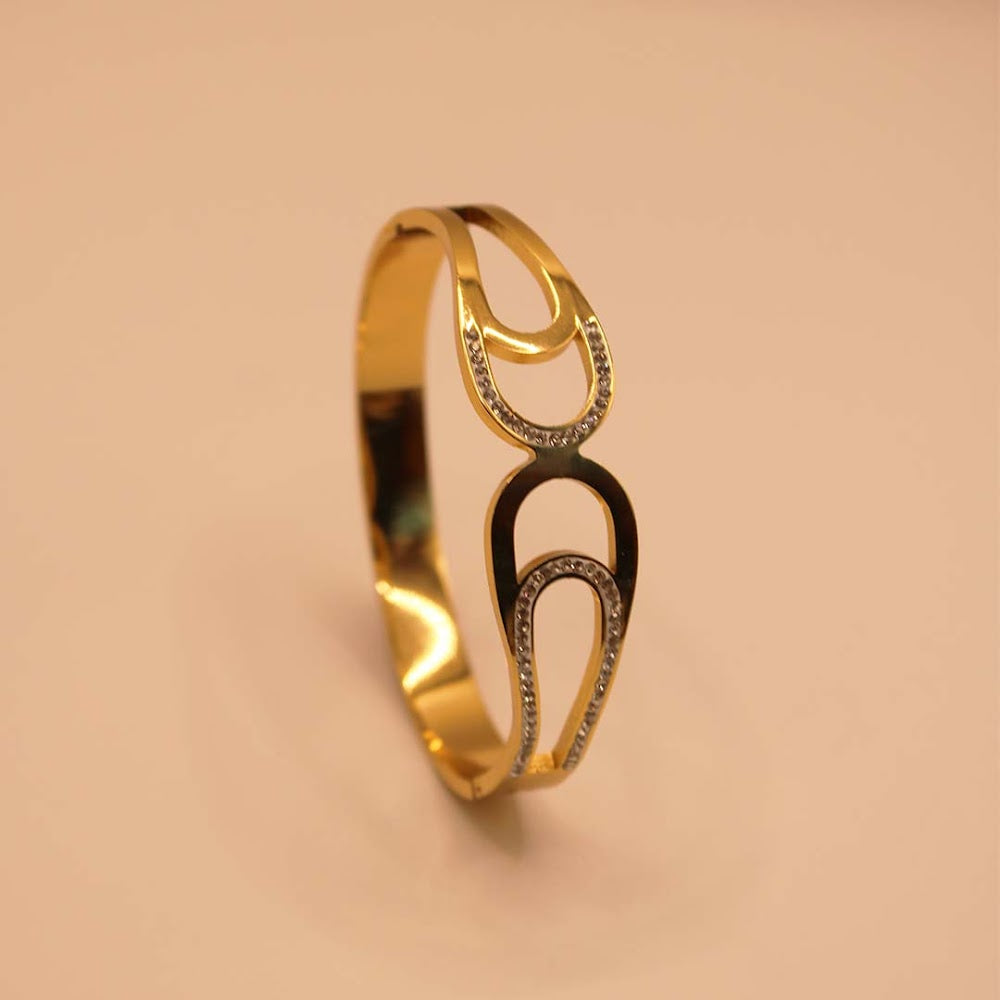 Pave Teardrop Golden Cuff Bracelet