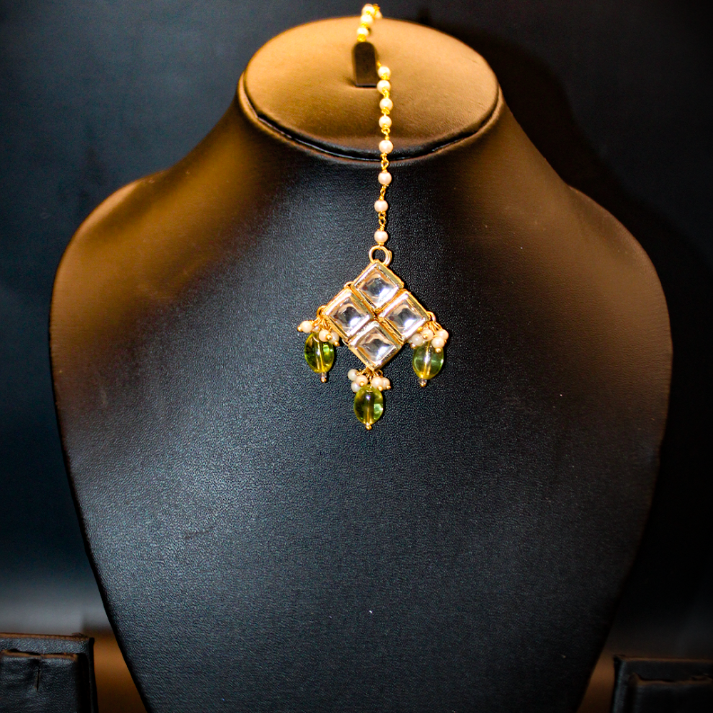 Emerald Kundan Gold-Tone Maang Tikka