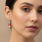 Miniature Red Mushroom Drop Dangle Earrings