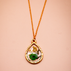 Encased Emerald Bloom Teardrop resin Pendant