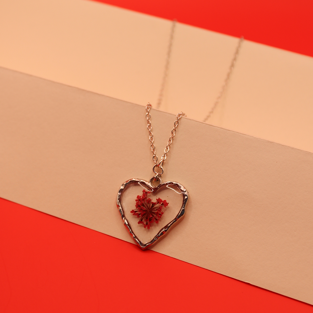 Cherry Blossom Resin Heart Pendant
