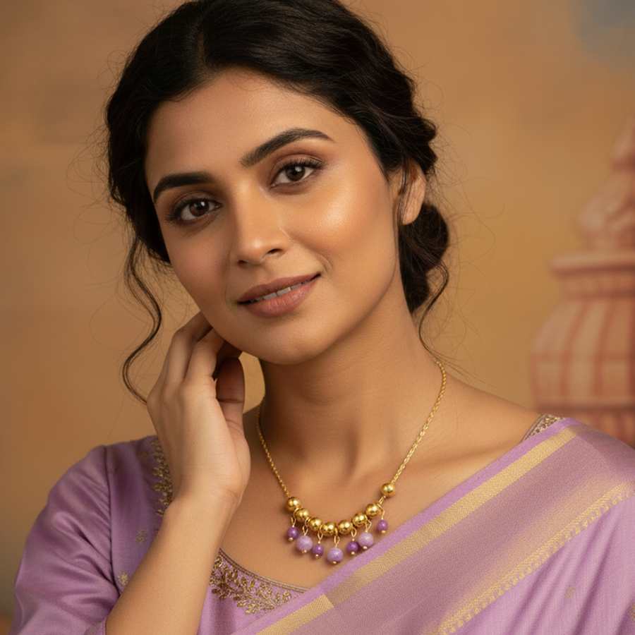 Amethyst Sphere Collar Necklace