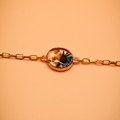 Gilded Round Resin Azure Bloom Chain Bracelet