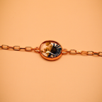 Gilded Round Resin Azure Bloom Chain Bracelet