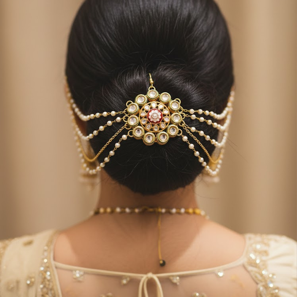 Grand Floral Kundan Center Hairchain