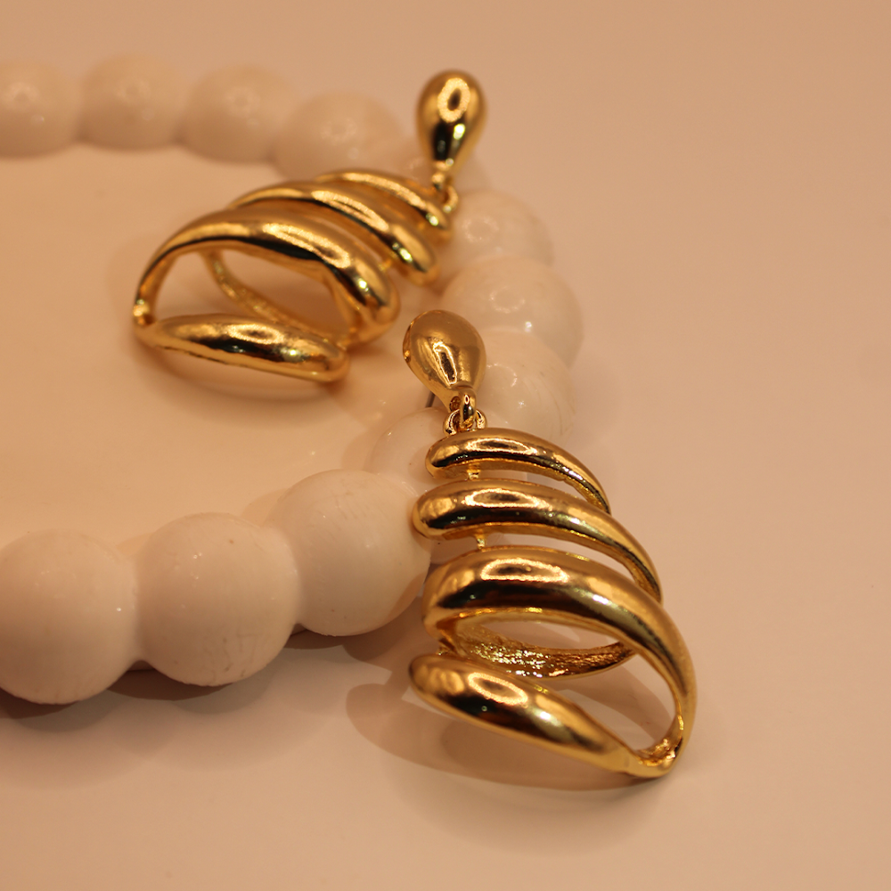 Golden Coil Drop Earrings