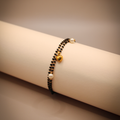 Golden-Black Heart Charm Mangalsutra Bracelet