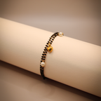 Golden-Black Heart Charm Mangalsutra Bracelet