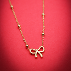 Delicate Golden Ribbon Bow Necklace anti-tarnish