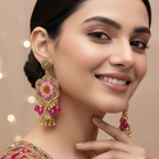 Gulabi Petal Bell Drop Jhumka Earrings