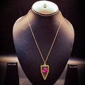 Resin Pink Flora Arrowhead Pendant