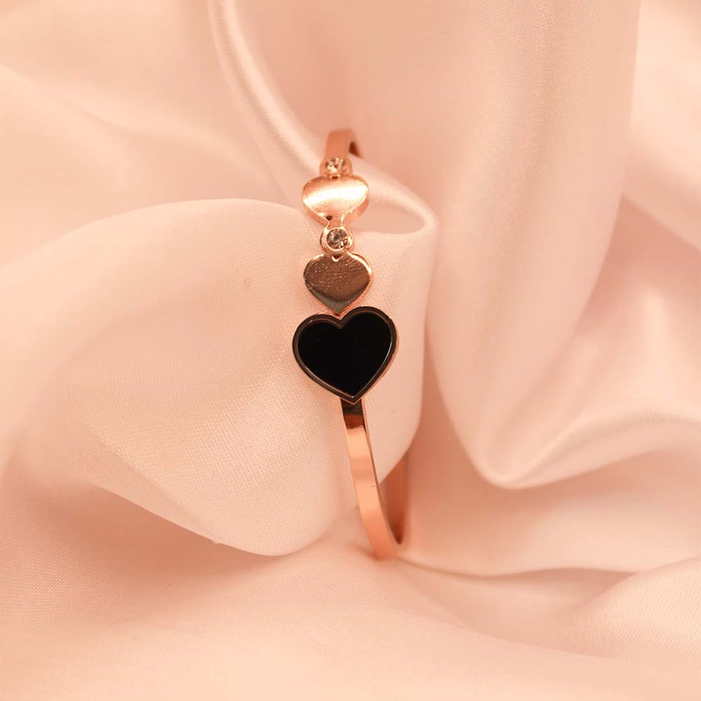 Black Heart Rose Gold Cuff Bracelet