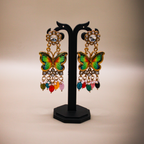 Rainbow Butterfly Enamel Drop Earrings