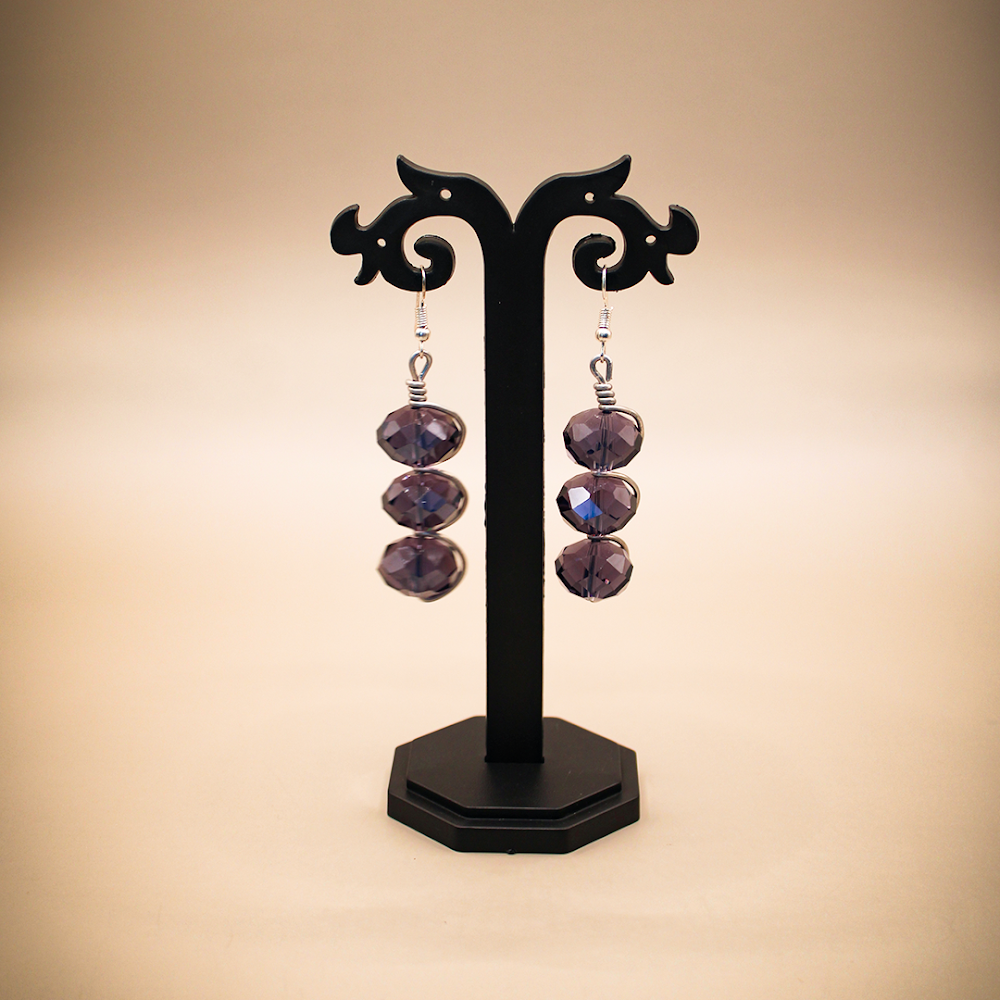 Wire Wrapped Indigo Crystal Dangle Earrings