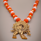 Surya Chakra Murli Orange Thread Jewellery Set